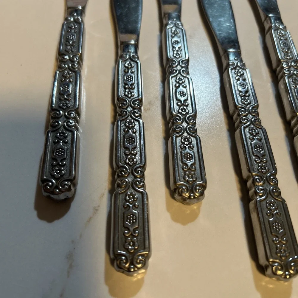 Vintage Oneida Heirloom RAPHAEL 5‎ Knives MCM Stainless Flatware Silverware Set